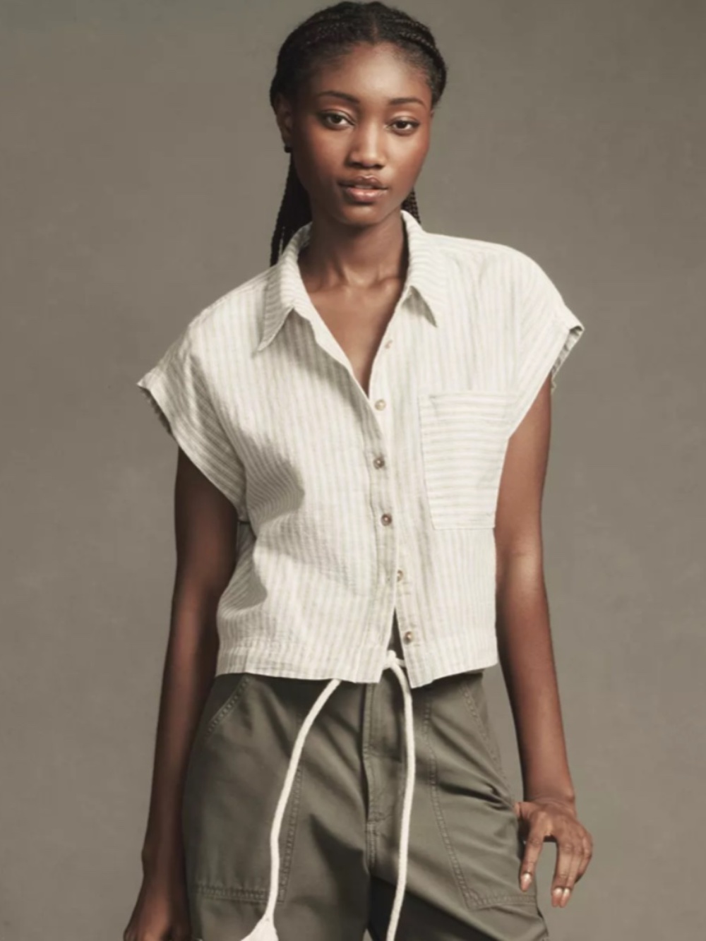 Anthro PILCRO Wedge stripe crop blouse, XL, GP1549 - Picture 4 of 8